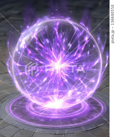 Energy Core of Cultivators in a Magical World Radiates Power in Bright Purple Light 136680558