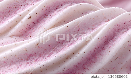 Detailed Texture of Strawberry Vanilla Ice Cream With Visible Flavors and Unique Design 136680601