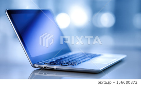 Closeup of Laptop on Desk With Reflections in Bright Environment During Daytime 136680872
