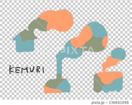 Colorful hand-drawn illustration of smoke that can be used as an icon or symbol mark in design. Colorful hand-drawn illustration of smoke that can be used as an icon or symbol mark in design. 136681098
