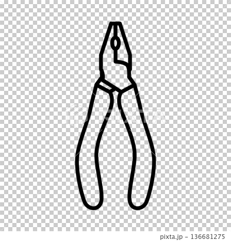 工具鉗的簡單線條圖，維護和修復圖標 136681275