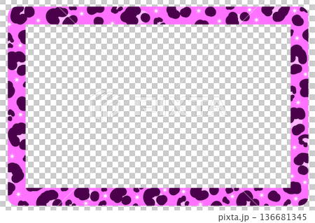 Pink leopard print frame from an early Purikura photo booth 136681345