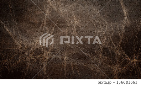 傷と擦れのあるヴィンテージレザーテクスチャ・アンティーク調の本革背景素材 136681663