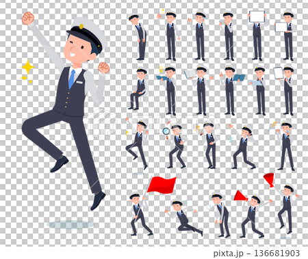 Set of male drivers holding digital devices such as smartphones 136681903