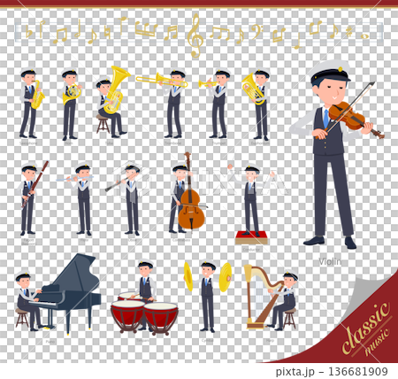 Set of chauffeur men playing classical music 136681909