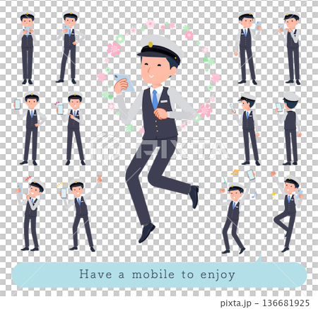 A set of male drivers having fun using a smartphone 136681925