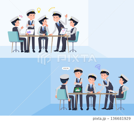 脳内会議をする運転手男性のセット 136681929