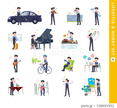 趣味とライフスタイルに関する運転手男性のセット。Aタイプ 136681932