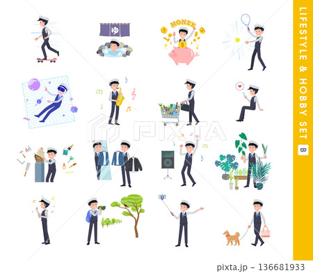 趣味とライフスタイルに関する運転手男性のセット。Bタイプ 136681933