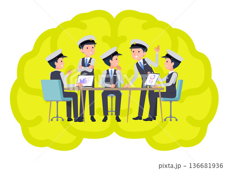 脳内会議をする運転手男性のセット 136681936