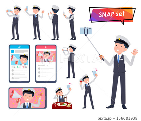 スマホで撮影する運転手男性のセット スマホで撮影する運転手男性のセット 136681939