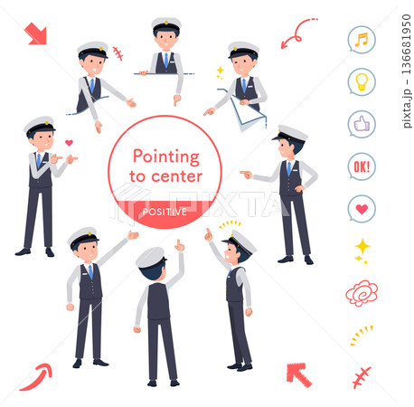 色々な方向を指差す運転手男性のセット 136681950