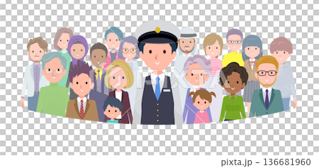 A set of male drivers standing in front of a crowd A set of male drivers standing in front of a crowd 136681960