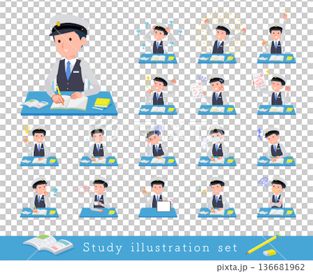 Set of male drivers studying Set of male drivers studying 136681962