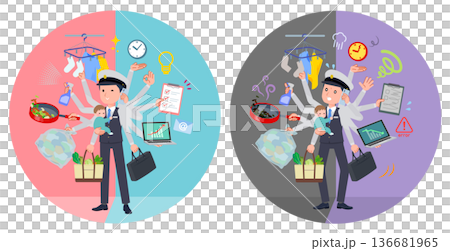 A set of a male driver who multitasks in the office and at home 136681965