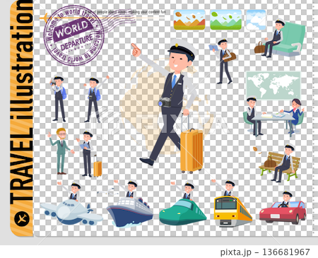 Set of driver men on travel 136681967