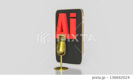 Mobile Artificial Intelligence Voice Assistant Technology Concept 3d render. Mobile Artificial Intelligence Voice Assistant Technology Concept 3d render. 136682024