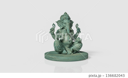 Antique Green Ganesha Statue Isolated 3d render. Antique Green Ganesha Statue Isolated 3d render. 136682043