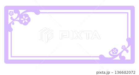 薄い紫色の花と唐草の四角フレーム 薄い紫色の花と唐草の四角フレーム 136682072