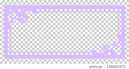 薄い紫色の花と唐草の四角フレーム 薄い紫色の花と唐草の四角フレーム 136682072