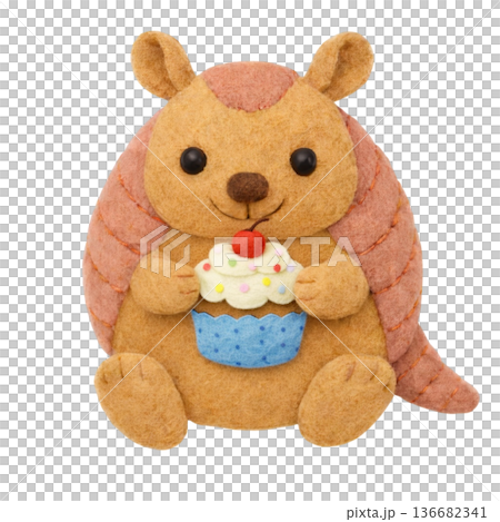 【生日】犰狳抱著毛氈紙杯蛋糕的插圖 【生日】犰狳抱著毛氈紙杯蛋糕的插圖 136682341