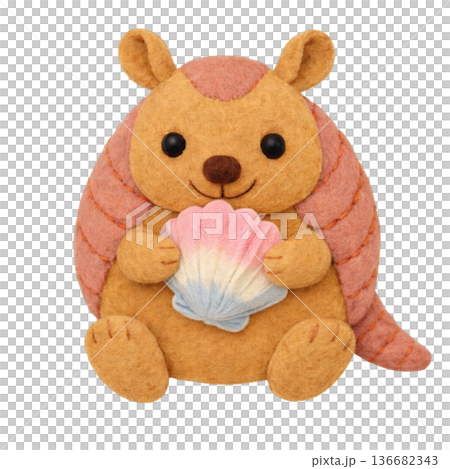 【夏季】犰狳手持毛氈貝殼的插圖 【夏季】犰狳手持毛氈貝殼的插圖 136682343