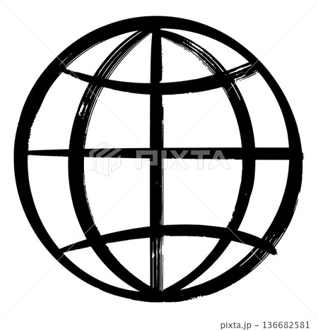 Hand drawn Global Earth Icon with Black Brush Stroke Style Hand drawn Global Earth Icon with Black Brush Stroke Style 136682581