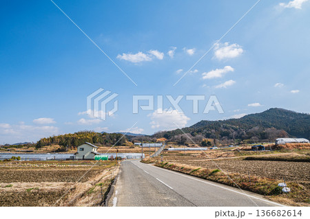 田園の中の道 奈良県明日香村 田園の中の道 奈良県明日香村 136682614