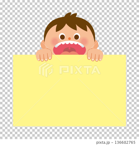 壁から覗き込む子供 136682765