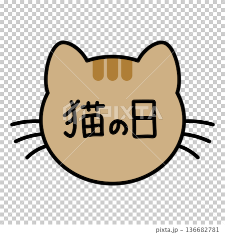 一個可愛的貓臉圖標，上面寫著“貓日” 136682781
