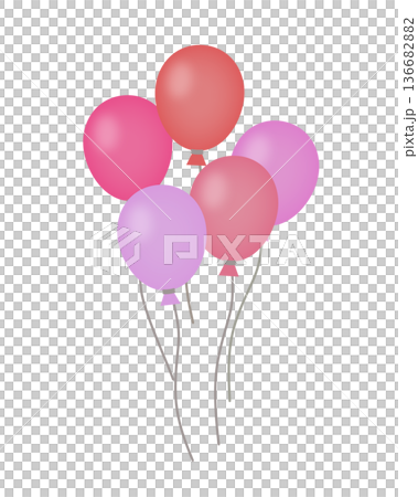 カラフルな風船のイラスト（ピンク系） 136682882