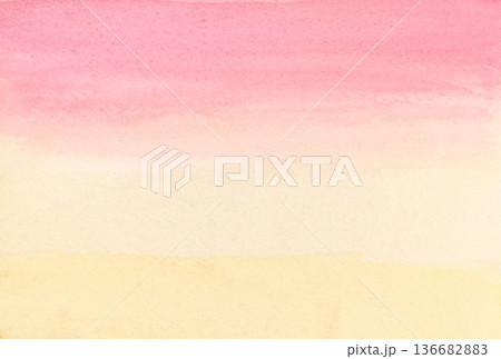 桜の季節をイメージした和風水彩素材（ピンク&黄色　グラデーション） 136682883