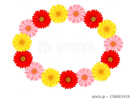 カラフルなガーベラの花のフレーム 136683416