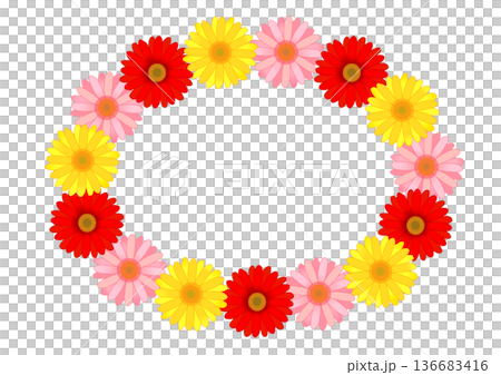 カラフルなガーベラの花のフレーム 136683416