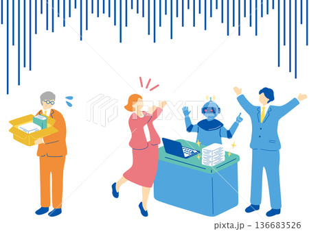 職を失う高齢会社員 職を失う高齢会社員 136683526