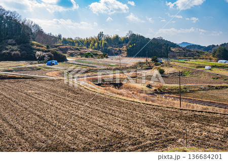明日香村の田園風景　奈良県 136684201