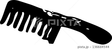 手書きのクシの墨絵風のアイコンイラスト素材 136684544