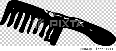 手書きのクシの墨絵風のアイコンイラスト素材 136684544