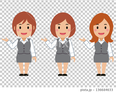 一位身穿灰色職業裝的年輕女子正對我微笑。 136684633