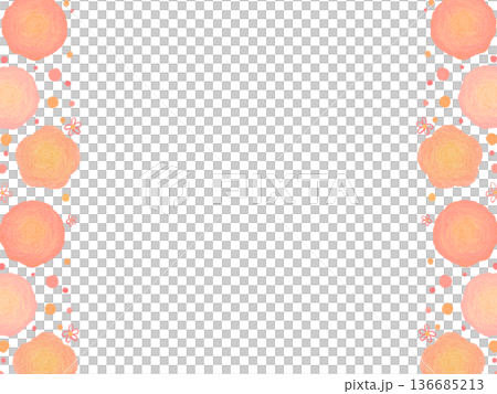 Cute flower frame background illustration drawn with colored pencils 136685213