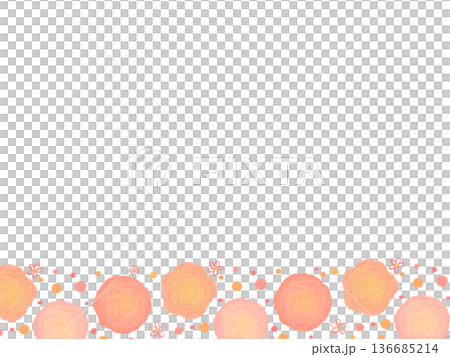 Cute flower frame background illustration drawn with colored pencils 136685214