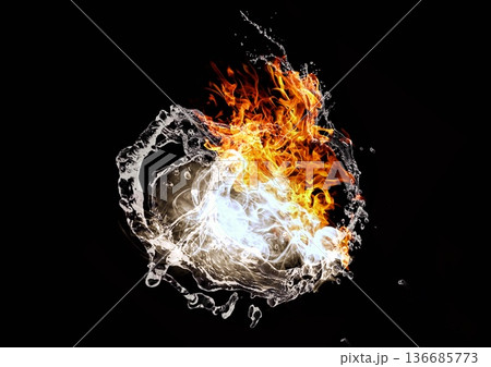 炎と水が融合する抽象的な背景 136685773