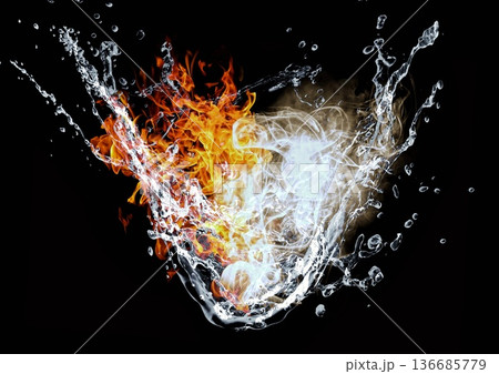 炎と水が融合する抽象的な背景 炎と水が融合する抽象的な背景 136685779