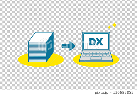 Illustration of how piles of documents can be streamlined through digitalization (Color) Illustration of how piles of documents can be streamlined through digitalization (Color) 136685853