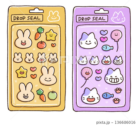 動物シールのイラスト 136686016