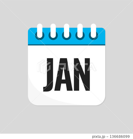Vector template icon page calendar - January month Vector template icon page calendar - January month 136686099