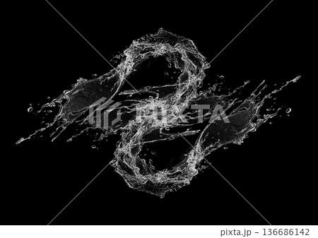 黒背景に渦巻く抽象的な青い水しぶきの3dイラスト 黒背景に渦巻く抽象的な青い水しぶきの3dイラスト 136686142