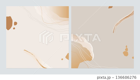 Abstract square background template design, golden brown nude shades 136686276