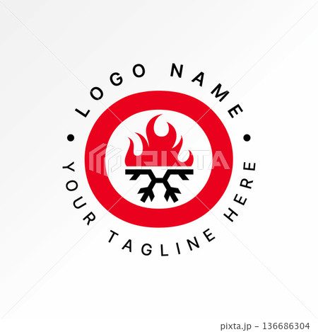 Cold and fire flame symbol conditioning control summer of temperature degree logo design graphic concept creative premium vector stock image top sell 136686304