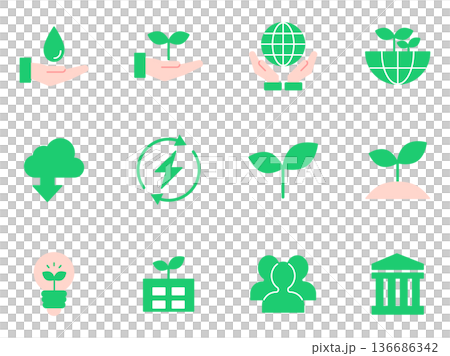 Eco and sustainable related flat icon set Eco and sustainable related flat icon set 136686342